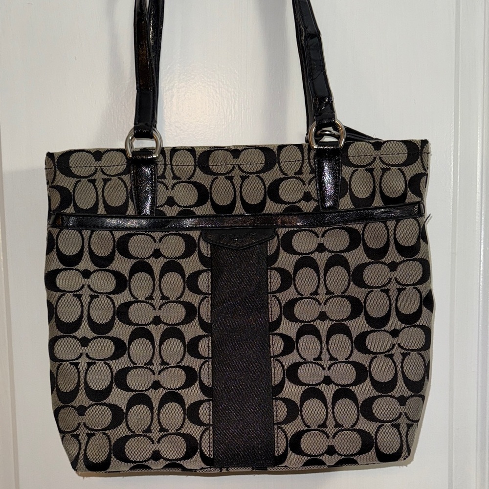 COACH Black and Tan Designer Tote Bag